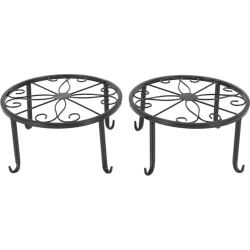 Practical 12-inch heavy pot plant stand, set of 2, art forged pot Trivet, solid iron pot holder, decorative garden pot holder, b