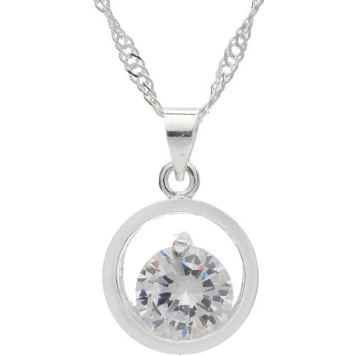 Crown Pattern Romantic Purple Cubic Zirconia Pendant Necklace Valentine 's Day Gift D009