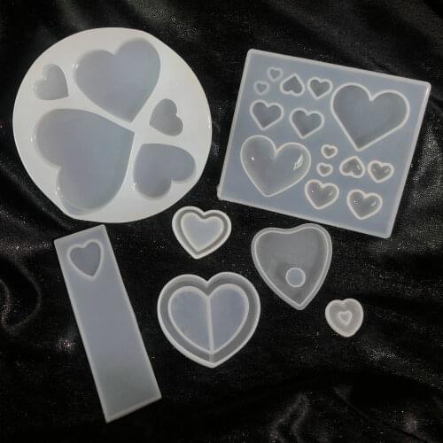 Hearts Cabochons Glossy Mold DIY Resin Jewelry Accessories Keychain Pendant Kawaii Heart Shaker Charms Mini Ouija Silicone Molds