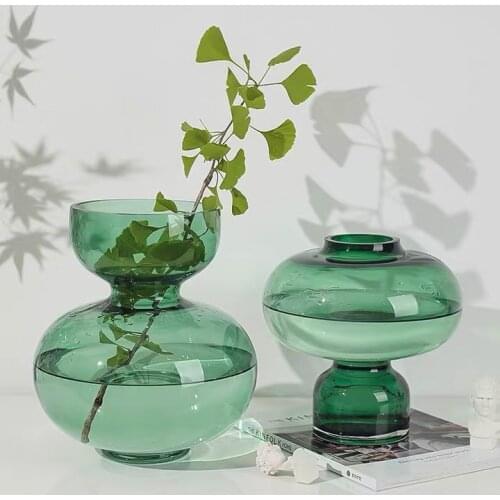 Nordic Gourd Glass Vase Transparent Flower Arrangement Ornaments Home Deco Living Room Reagent Bottles Flower Vase Crafts Decor