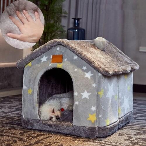 Foldable Deep Sleep Pet House Warm Soft Dog Bed Cat Nest Kennel Kitten Cave Sofa Puppy Mat All Seasons Universal dogs Pets House