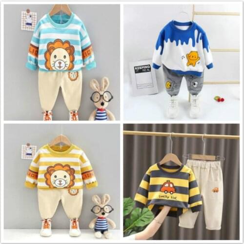 2PCS Boys Sport Suit Baby Cartoon Bear Sweatshirt Tshirts Coat + Pants Girls Clothes Sets Kids Outfit Children Tracksuit Toddler