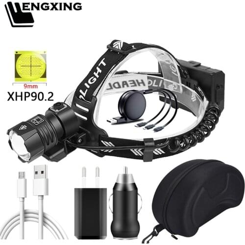 XHP90.2 Led Headlamp Professional Outdoor Zoomable Headlight Head Flashlight Lamp Torch Lantern Bulbs 3* 18650 Battery Powerbank