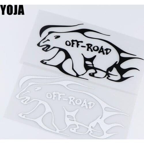 YOJA 19.8X10.8CM 4x4 Off-Road Polar Bear Cartoon Car Sticker Personalized Decoration Accessories ZT4-0138