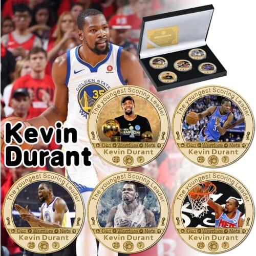 US Basketball Player Kevin Durant Gold Plated Commemorative Coins Collectible Sports Challenge Coin Souvenir Gifts for Fans