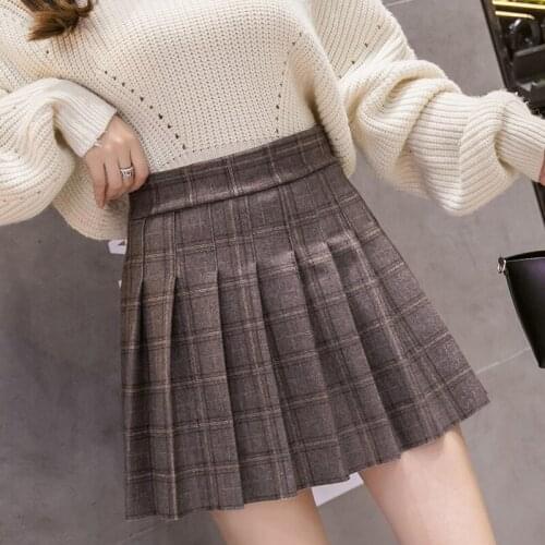 Womens Plaid Streetwear Black High Waist Harajuku Clothing Fashion Skirt 2019 The New Autumn Winter Elastic Force Pleated Skirt