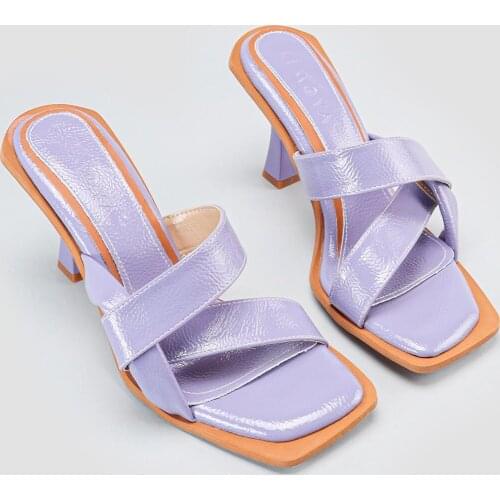 Limoya Women White Cross Detailed Heels Slippers 'Turkish' Quality 2021 Fashion Design Season Comfort Fast Shipping