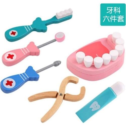 Tooth doctor Pretend Play Wooden Nurse Medical Set Montessori Educational Toys for Children Kids Toy Role Play Doctor