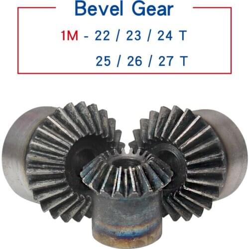 1Piece Bevel Gear 1M22T/23T/24T/25T/26T/27T Gear 90 Degrees Meshing Angle Carbon Steel Transmission Ratio 1:1 Transmission Parts