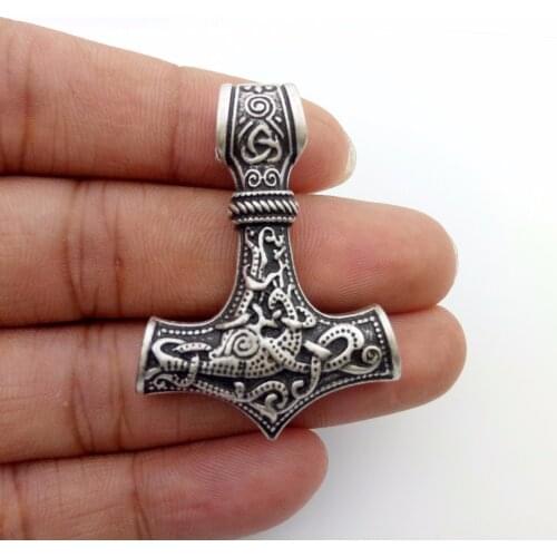 1pcs thors hammer mjolnir pendant viking necklaces & pendants jewelry scandinavian norse viking necklace SanLan