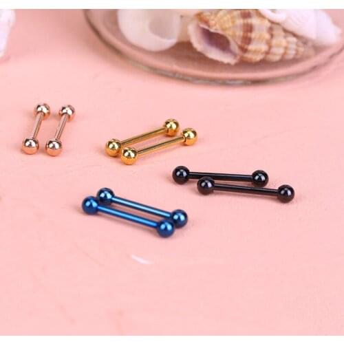 1 pcs 316L Stainless Steel Tongue Pierced Nipple Ring Barbell Body Piercing Jewelry Percing Tongue Studs Barbell Bars Ring