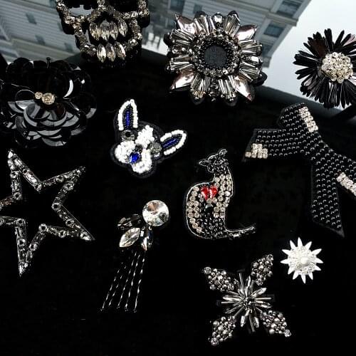 1Pcs Rhinestone Sunflowers and snowflakes Beaded Patch for Clothing Sewing Beading Applique Clothes Shoes Bags Decoration Patch