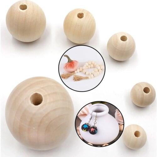 10-500PCs Natural Ball Wood Spacer Beads 6-30mm For Charm Bracelet Wholesale baby wooden round bead