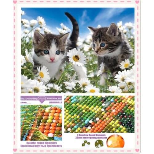 2019 diy Diamond Embroidery Cat Picture Of Rhinestone Full Square/square Diamond Painting Animal cat Cross Stitch for gift zx