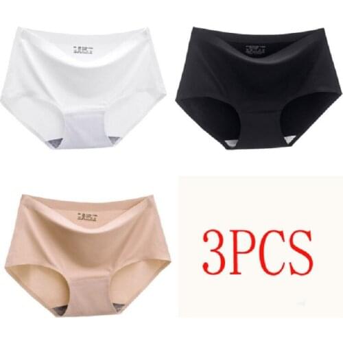 3 pieces/lots Seamless Underwear Ice Silk Briefs Women Seamless Panties teen Girls Ice Silk slastic Panties