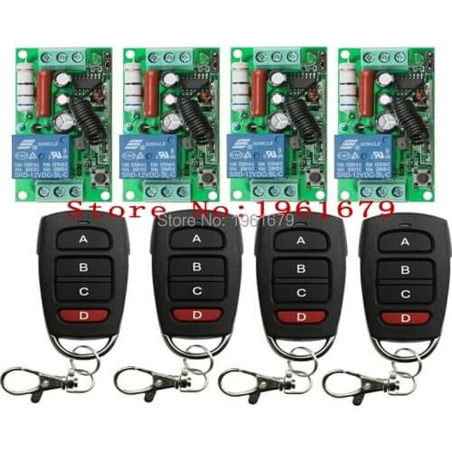 AC 220 V 10A 1 channel RF Wireless Remote Control 4 pcs Receiver & 4 pcs Transmitter 2015 new styles