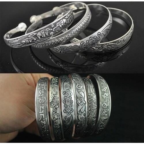 9styles Bracelet Antique Tibetan Silver Plated Bracelets For Women Tibetan Silver Plated Jewelry Vintage Silver Plated Bangles
