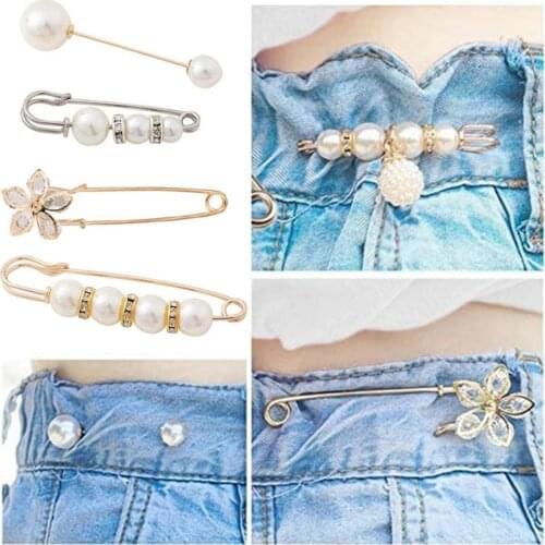 5Pcs Portable Fashion Women Faux Pearl Large Pin Decorative Brooch Female Waist Clothing Clips All-match Brooch For Woman