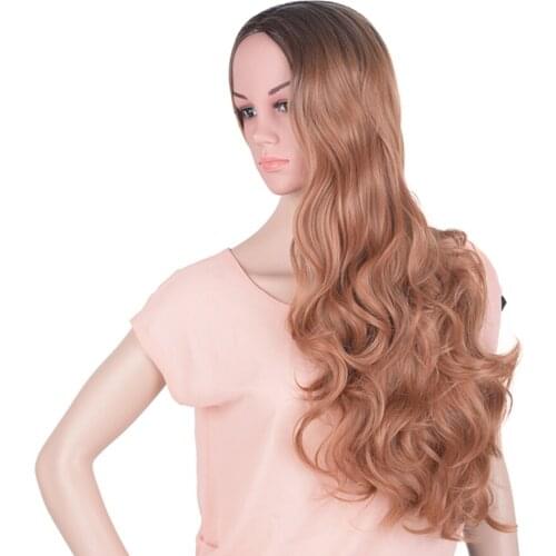 Long Wavy Cosplay Wigs Resistant Breathable With Highlights Female African American Wig