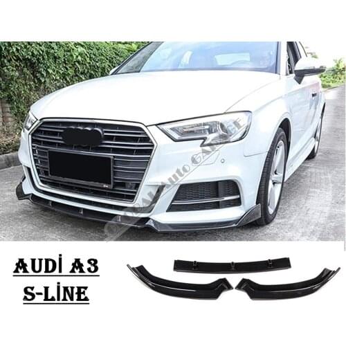 For Audi A3 S Line Front Bumper Attachment Lip 2010-2020 Piano Glossy Black Splitter Diffuser Universal Spoiler Bumper