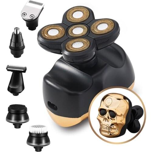 5 in1 Electric Razor Nose Hair Trimmer Rechargeable Clipper Ricoh head Shave Bald Machine 4D Floating Head Razor Shaver