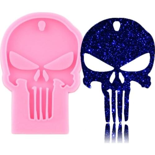 Glossy Halloween Skull Head Silicone Mold Polymer Clay Keychain Making Molds DIY Handmade Necklace Jewelry Epoxy Crafting Mould