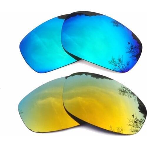 Ice Blue Mirrored & 24K Gold Mirrored Polarized Replacement Lenses for Jawbone Frame 100% UVA & UVB