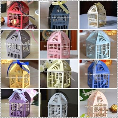 Customized cake decorating cake box bird cage wedding favors