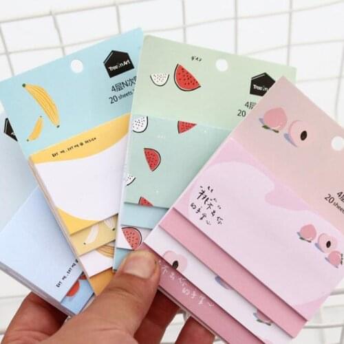 Kawaii Cute Memo Pad Stickers Creative Fruit Notebook Posted Message Notepad School Students School Supplies Korea Stationery