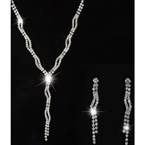 YFJEWE New Rhinestone crystal Jewelry Sets Necklace earrings set Elegant Shinning Jewelry Set for women Wedding Bride Party N172