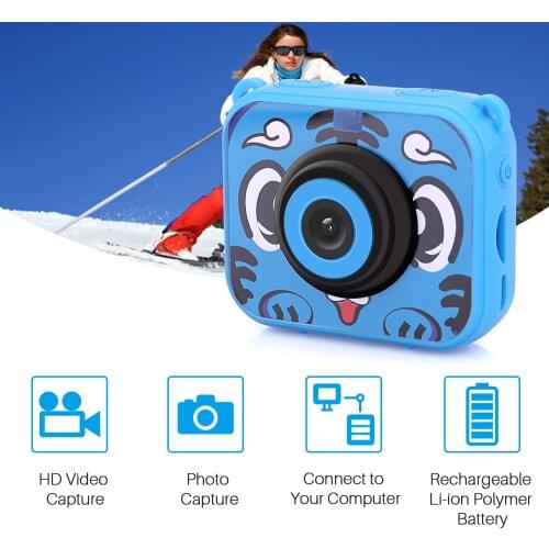 1080P HD Cute Action Sports Camera Waterproof 30M Digital Video Cameras with Built-in Battery Christmas Birthday Gifts for Kids