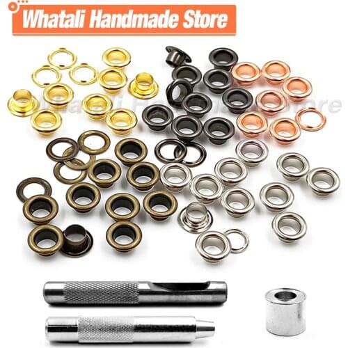 50set Mix 5 Colors Metal Eyelet Grommets With Eyelet Punch Die Tool Set For DIY Leathercraft Clothing Accessories Shoes Belt Bag