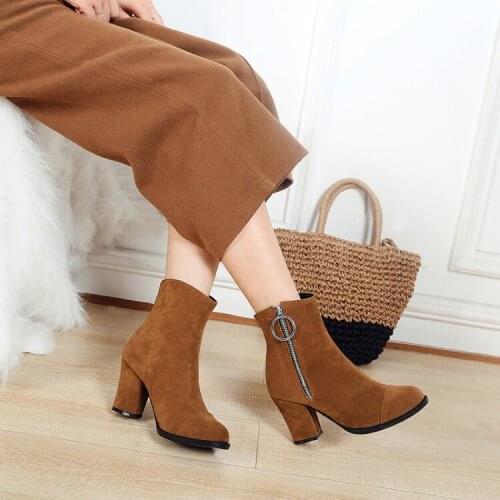 New high heeled round head British Martin boots for women in autumn and winter of 2021