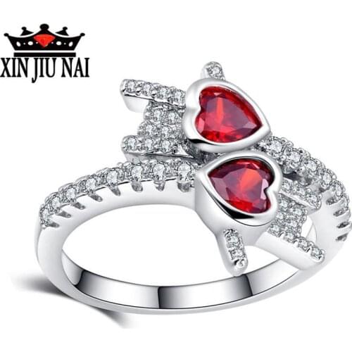 CZ Fashion sweet love heart crystal wedding rings for women silver color cubic zirconia engagement rings party jewelry gifts