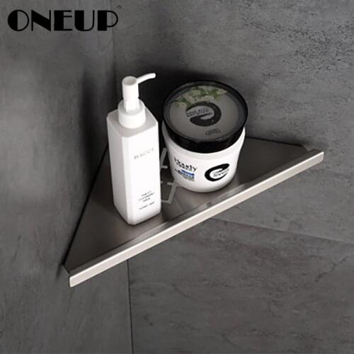 ONEUP Bathroom Corner Shelves Brushed Stainless Steel Wall Bathroom Shelf Shower Storage Bathroom Accessories Storage Shelves