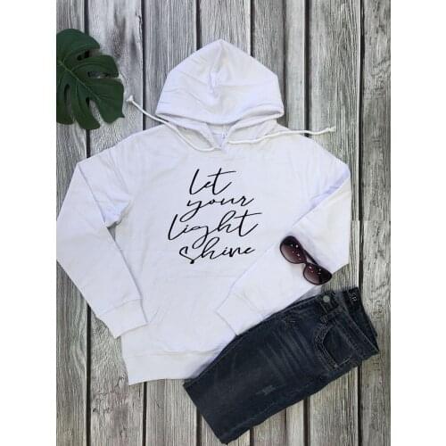 Autumn Winter Clothes Sweatshirt Woman Let Your Light Shine Letter Hoodies Woman Harajuku