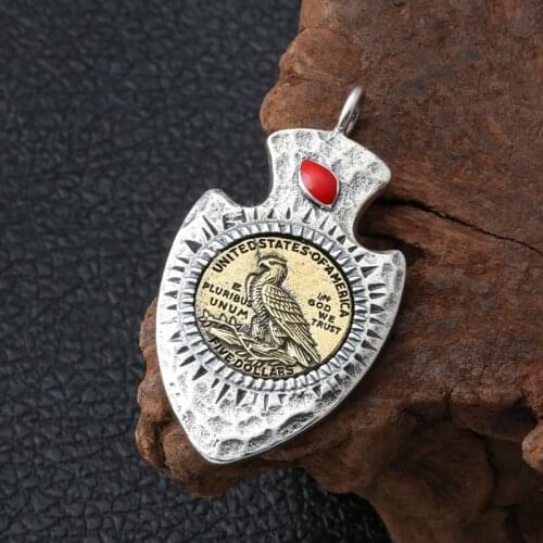 NewThai silver restoring ancient ways Indian chief totem thunderbird personality of men and women style pendant