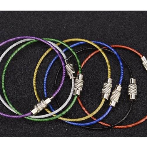 Stainless steel wire keychain ring key keyring circle rope outdoor camp screw lock Survival Tools Camping Equipment 5000pcs SN