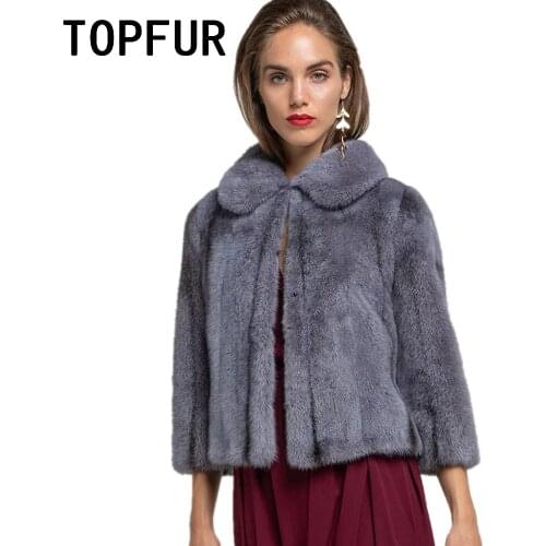 TOPFUR Spring Real Fur Coat Short Natural Mink Fur Coat Women Winter Coat Luxurious Dress Shawl Coat Genuine Leather Jacket 2020