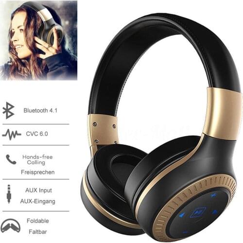 Foldable Wireless Headphone Sports Bluetooth Headset w Mic Noise Cancelling Handsfree Calling for Samsung iPhone