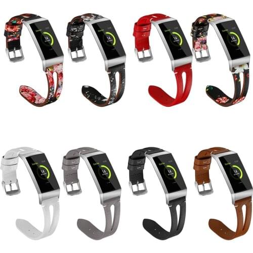 EiEuuk Genuine Leather Replacement Watch Accessory Band Bracelet Wrist Strap for Fitbit Charge 3 Smartwatch