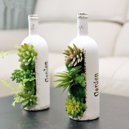 Succulents White Porcelain Flower Pots Bottle Shape Refreshing Ceramic Pots Balcony Green Planting Home Garden