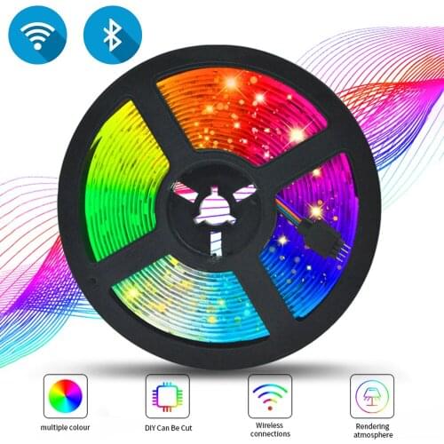 LED Strips Bluetooth Iuces Led RGB 5050 2835 Waterproof Flexible Lamp Tape Ribbon Diode DC12V 5M WiFi Lights Holiday decoration