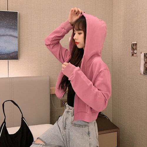 Hooded Sweatshirt Sweater Womens Sweatshirt Hoodie New Spring and Autumn Long Sleeve Short Sports Top
