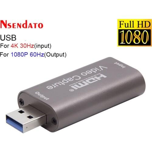4K 1080P USB Video Capture Card USB 2.0 HDMI Video Grabber Record Box for PS4 Game DVD Camcorder HD Camera Live Stream Recording