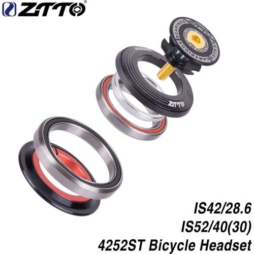 ZTTO Bicycle Bearing Headset 42mm 52mm 4252ST CNC 1 1/8"-1 1/2" Tapered Tube fork Straight IS42 IS52 Integrated Angular Contact