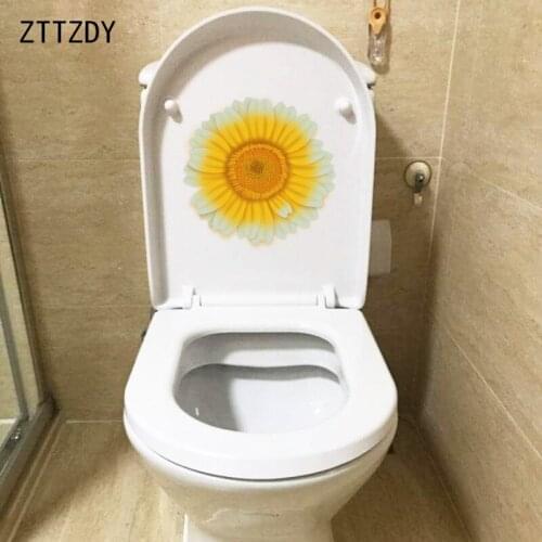 ZTTZDY 22.2*22.2CM Yellow Sun Flower Fashion Toilet Seat Sticker Home Wall Decor Decals T2-0493