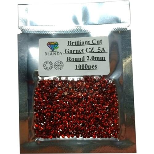 1000pcs 5A+ Loose Gemstone CZ Garnet Gems Wholesale Price 1mm 2mm 3mm Round Cut Zirconia Stone