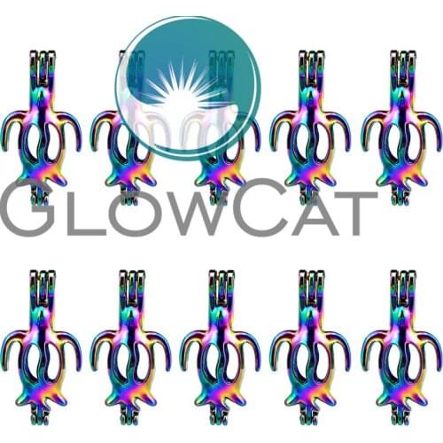 10x C104 Rainbow Colors Turtle Beads Cage Jewelry Making Perfume Essential Oil Diffuser Pearl Cage Locket Pendant