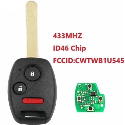 2+1 Buttons Remote Key 433MHz With CWTWBIU545 ID46 Chip for Honda Pilot 2005-2008